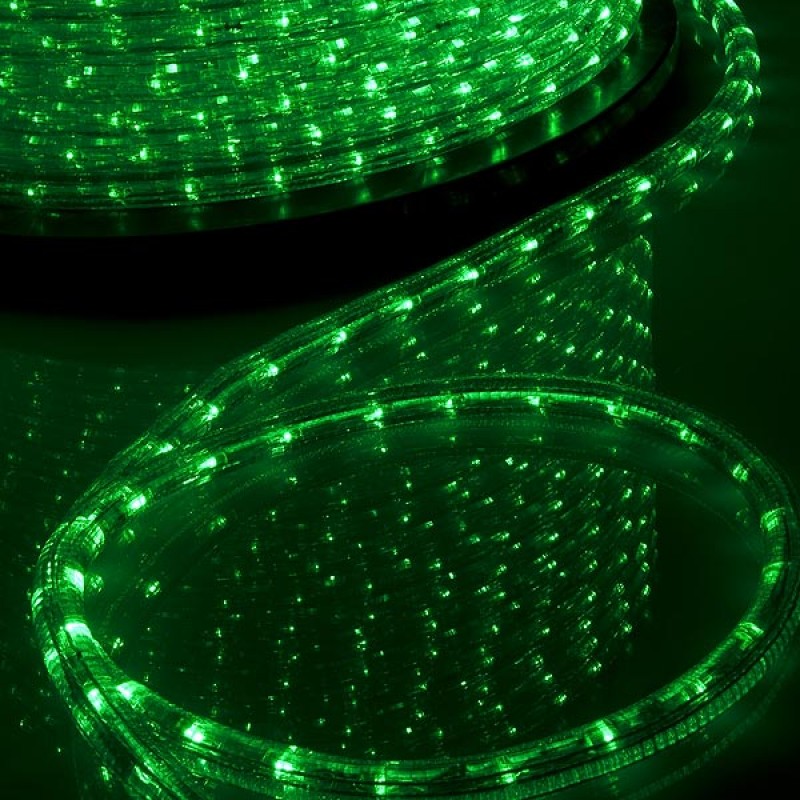  Дюралайт светодиодный 24В, 10 мм, 2-жильный зеленый
