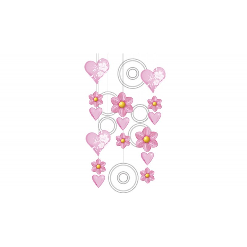 Сердце 82 см, розовый с рисунком
